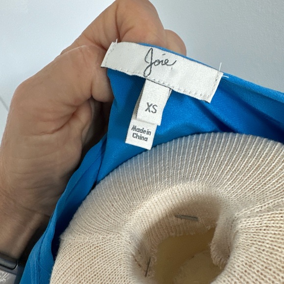JOIE Motega Tie-Waist Silk Blue Dress X Small NWOT - Picture 7 of 12